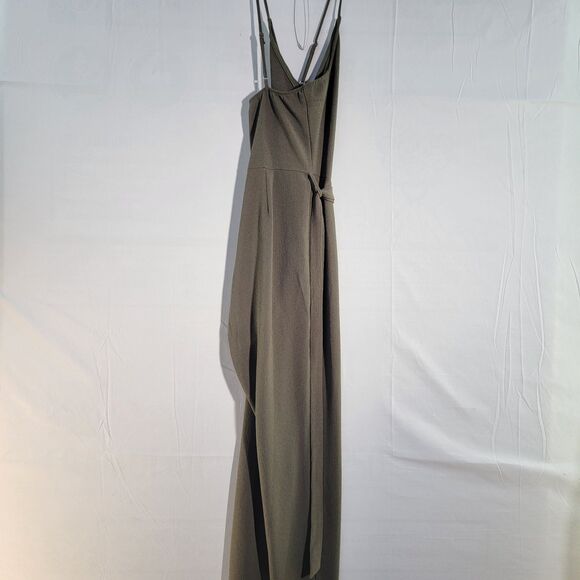 Revamped Olive Green Jumpsuit Strappy Wide Leg Tie Waist Women's Size Large - Picture 2 of 10